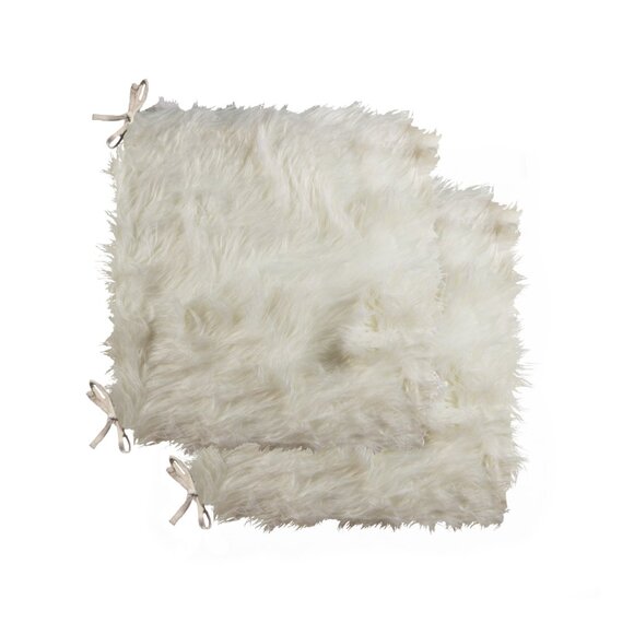 Luxe Home Decor Laredo Faux Sheepskin Chair Pad | 2-Piece | Off white | 17"x17" - Picture 1 of 5